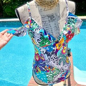 NWT’s Pursuit tropical ruffle strap one piece swimsuit